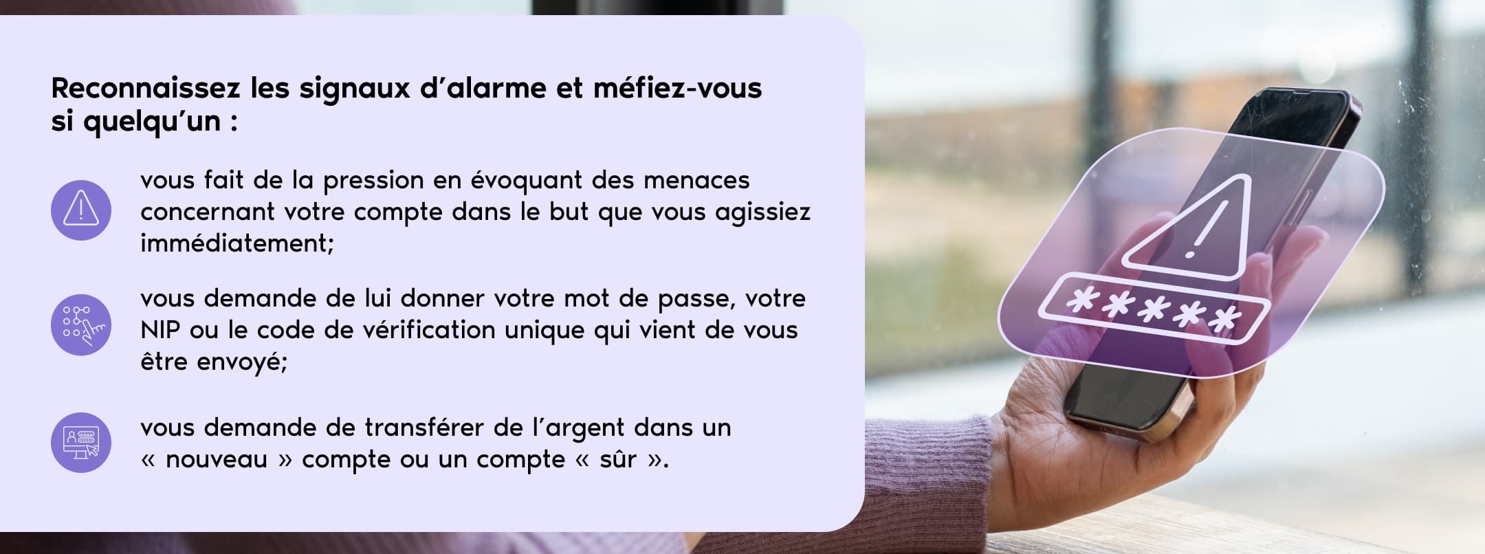 Une personne recevant une notification de sécurité sur son appareil mobile.