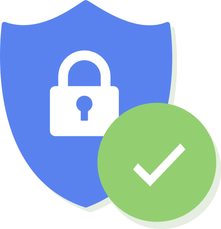 Android pay security shield and checkmark symbol