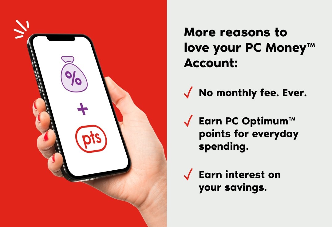 Account benefits: no monthly fee; points for spending; earn interest on savings