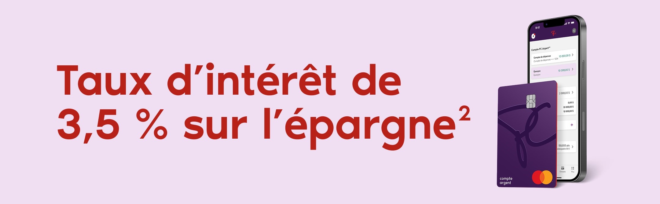 Un appareil mobile et une carte du compte PC ArgentMC