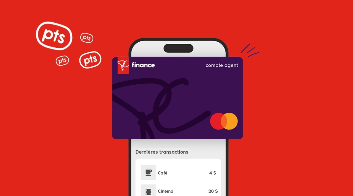 Une carte du compte PC Argent sur un portefeuille mobile avec des points PC Optimum apparaissant
